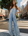 Adjustable Strap Wide Leg Denim Overalls