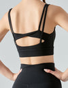 Faux Layered Twist Back Cutout Sports Bra