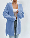 Open Front Dropped Shoulder Slit Cardigan