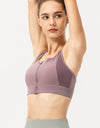 Zip-Up Round Neck Sports Bra