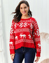 Reindeer & Snowflake Round Neck Sweater