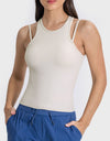 Cutout Round Neck Racerback Active Tank