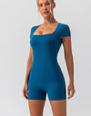 Square Neck Cap Sleeve Active Romper