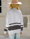 Angel Wings Two-Tone Long Sleeve Zip-Up Knit Top