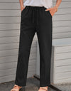 Drawstring Elastic Waist Pants with Pockets