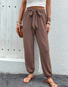 Tied High Waist Pants with Pockets