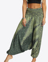 Printed Smocked Waist Harem Pants