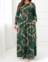 Plus Size Round Neck Maxi Dress with Pockets