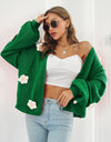 Floral Open Front Long Sleeve Cardigan