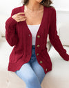 Button Down Cable-Knit Cardigan