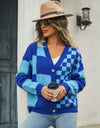 Plaid V-Neck Dropped Shoulder Cardigan