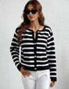 Woven Right Striped Button Front Cardigan