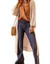 Dropped Shoulder Long Sleeve Crochet Duster Cardigan