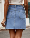 Pocketed High Waist Denim Skirt