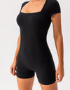 Square Neck Cap Sleeve Active Romper