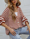 Striped Button Down Long Sleeve Cardigan