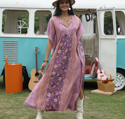 Printed Tie Neck Short Sleeve Dress