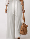 Smocked High Waist Wide Leg Pants