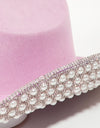 Fame Pave Rhinestone Pearl Trim Cowboy Hat