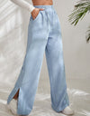 Slit Pocketed High Waist Wide Leg Pants