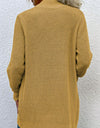 Open Front Rib-Knit Cardigan with Pockets