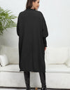 Lantern Sleeve Open Front Pocketed Cardigan