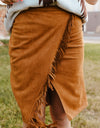 Double Take Fringe Trim Wrap Skirt