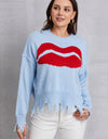 Lip Fringe Round Neck Sweater