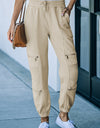 Drawstring Waist Zip Detail Joggers with Pockets