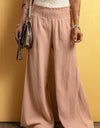 Smocked Waist Texture Wide Leg Pants