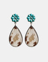 Turquoise Flower Teardrop Earrings