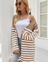 Striped Open Front Longline Cardigan