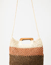 Fame Color Block Double-Use Braided Tote Bag