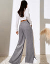 Slit Pocketed High Waist Wide Leg Pants