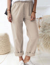 Paperbag Waist Pull-On Pants with Pockets