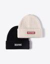 NEWYORK Patch Rib-Knit Cuffed Beanie