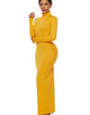 Mock Neck Long Sleeve Maxi Slim Dress