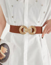 Geometric Buckle Elastic Wide Belt