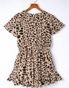 Leopard Flutter Sleeve Ruffle Hem Romper