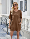 Lovelet Backless Pocketed Round Neck Half Sleeve Romper