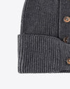 Button Detail Rib-Knit Cuff Beanie