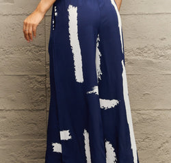 Printed Wide Leg Long Pants