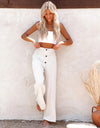 Full Size Decorative Button High Waist Pants