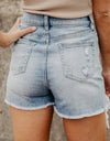 High Waist Raw Hem Denim Shorts