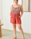 Zenobia Plus Size Drawstring Elastic Waist Shorts with Pockets