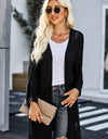 Side Slit Open Front Knit Longline Cardigan