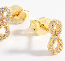 925 Sterling Silver Zircon Number 8 Stud Earrings