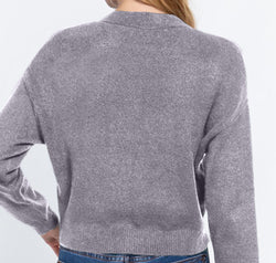 ACTIVE BASIC V-Neck Button Up Long Sleeve Knit Cardigan