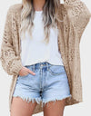 Openwork Open Front Long Sleeve Cardigan