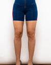 Full Size Side Stripe Zip Closure Denim Shorts